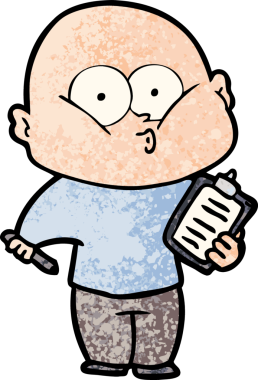 Bir insan tarafından çizilmiş kel bir adam.