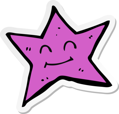 Bir insan tarafından çizilmiş bir çizgi film karakterinin çıkartması.