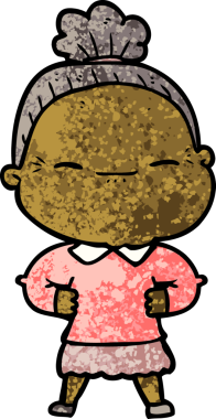 Bir insan tarafından çizilmiş barışçıl yaşlı bir kadın.