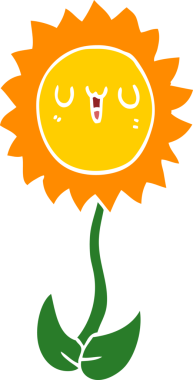 Bir insan tarafından çizilmiş düz renk çizgi film çiçeği