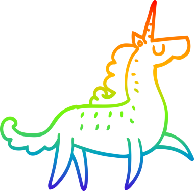 gökkuşağı gradyan çizgi çizimi bir insan tarafından çizilmiş tek boynuzlu at