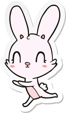 Bir insan tarafından çizilmiş şirin bir tavşanın çıkartması.