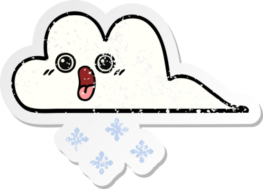 Bir insan tarafından çizilmiş tatlı bir karikatür kar bulutunun sıkıntılı çıkartması