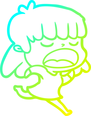 Bir insan tarafından yüksek sesle çizilmiş bir karikatür kadın çizimi.