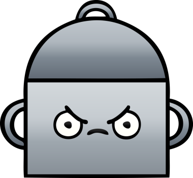 Bir insan tarafından çizilmiş tencerenin gölgeli karikatürü.