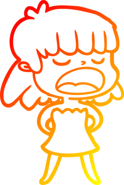 Bir insan tarafından yüksek sesle çizilmiş bir çizgi film kadını çizimi.