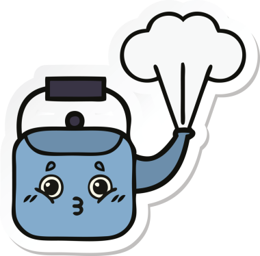 Bir insan tarafından çizilmiş dumanı tüten şirin bir çizgi film çıkartması.