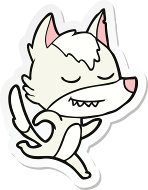 Bir insan tarafından çizilmiş dost canlısı bir kurt çizgi filminin çıkartması.