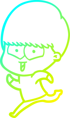 Bir çizgi film karakteri çizen soğuk çizgi bir insan tarafından çizilmiş mutlu çocuk.