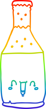 gökkuşağı gradyan çizgi çizimi bir insan tarafından çizilmiş bira şişesi