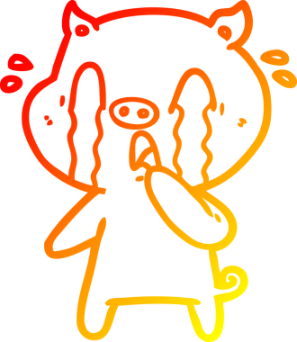 Bir insan tarafından çizilmiş, ağlayan bir domuz çizgi filmi.