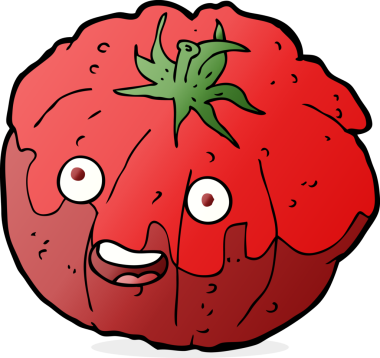 Bir insan tarafından çizilmiş mutlu domates.