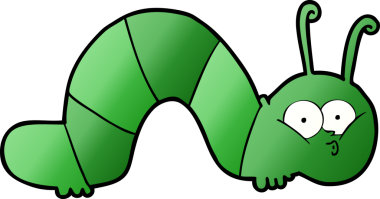 Bir insan tarafından çizilmiş karikatür tırtılı.