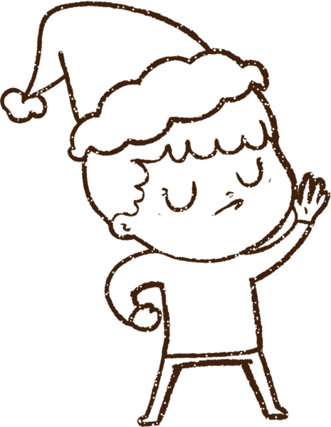 Bir insan tarafından çizilen Noel Çocuğu Kömür Çizimi