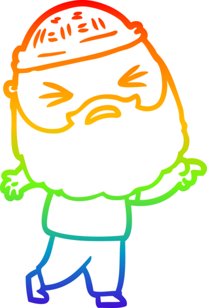 Bir insan tarafından çizilmiş sakallı bir karikatür çizimi.