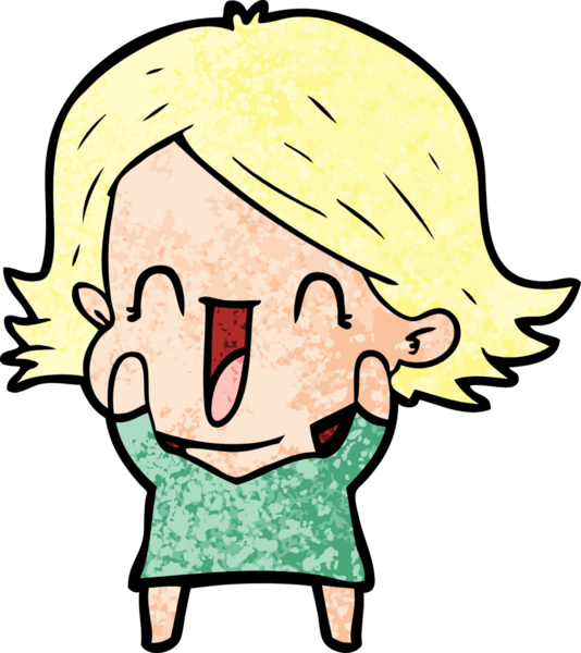 Bir insan tarafından çizilmiş mutlu bir kadın.