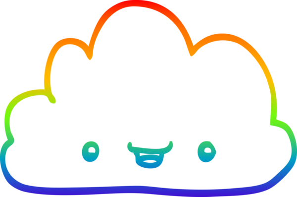 gökkuşağı gradyan çizgi çizimi bir insan tarafından çizilmiş küçük mutlu bulut