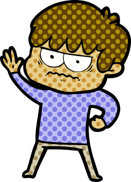 Bir insan tarafından çizilmiş sinirli çizgi film çocuğu.