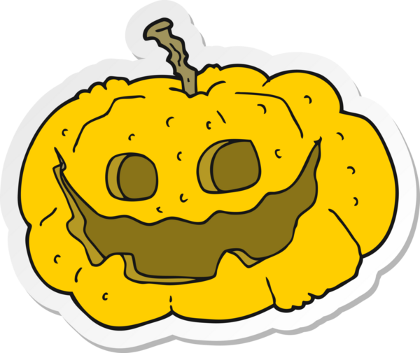 Bir insan tarafından çizilmiş cadılar bayramı balkabağı karikatürü çıkartması.