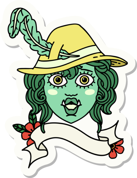 Bir insan tarafından çizilmiş Ork ozan karakterinin çıkartması