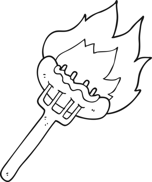 Bir insan tarafından çizilmiş siyah beyaz sosis çizimi.