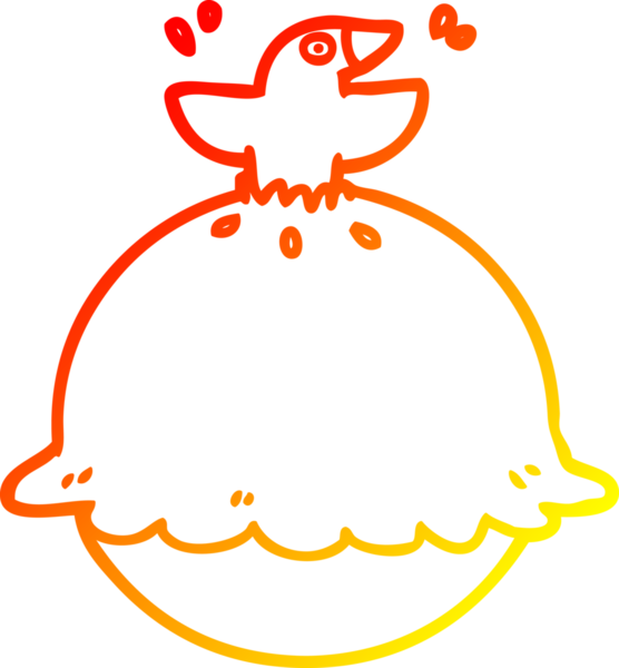 Bir insan tarafından çizilmiş bir turtada karatavuğun sıcak çizgi çizimi