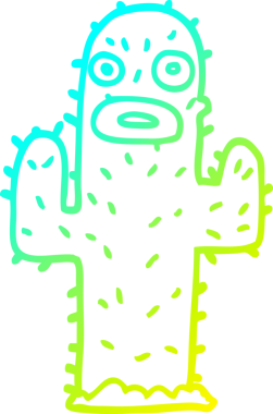 Bir insan tarafından çizilen kaktüsün soğuk gradyan çizgisi.