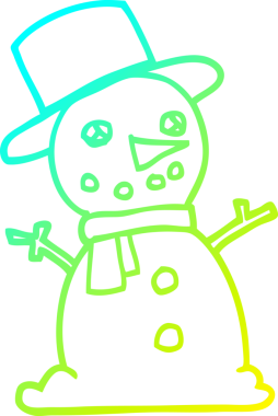 Bir insan tarafından çizilmiş geleneksel bir kardan adam çizgi çizimi.