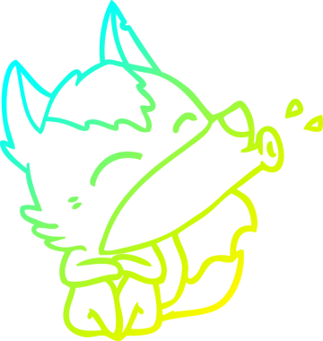 Bir insan tarafından çizilen uluyan kurt çizgi filminin soğuk gradyan çizimi