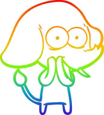 Gökkuşağı gradyanı çizimi bir insan tarafından çizilmiş mutlu bir filin çizimi