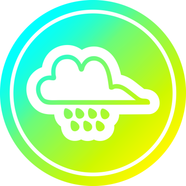 Bir insan tarafından çizilen serin gradyan bitiş ile yağmur bulutu dairesel simgesi