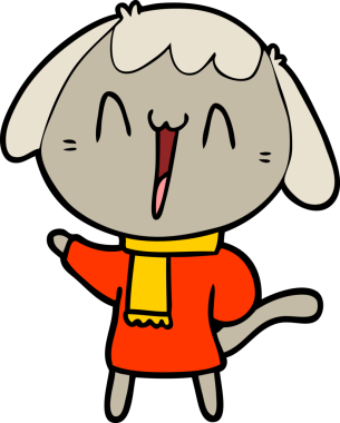 Bir insan tarafından çizilmiş şirin bir çizgi film köpeği.