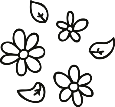 Bir insan tarafından çizilmiş garip karikatür çiçekleri.