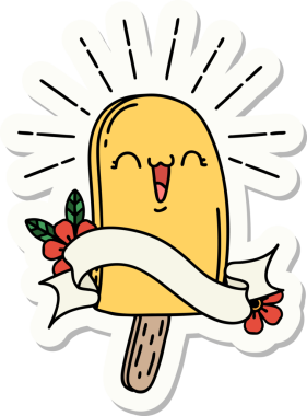 Bir insan tarafından çizilmiş dövme stili buz lolipopu.