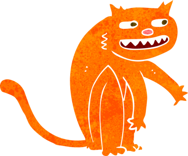 Bir insan tarafından çizilmiş mutlu bir kedi.