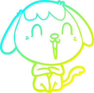 Bir insan tarafından çizilmiş şirin bir çizgi köpeğin soğuk gradyan çizgisi.