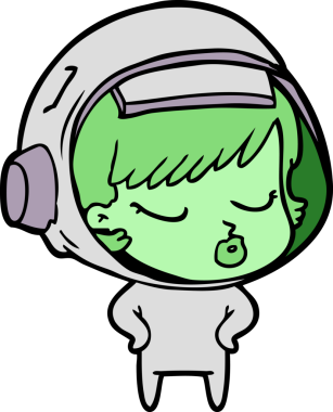 Bir insan tarafından çizilmiş güzel astronot kız.