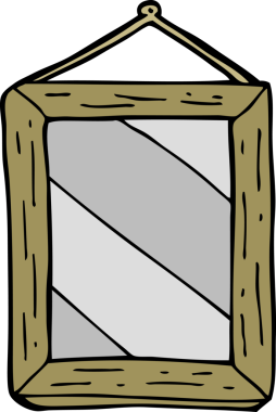 bir insan tarafından çizilmiş karikatür aynası