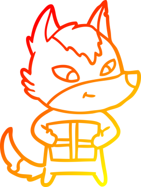 Bir insan tarafından çizilmiş, dost canlısı bir kurdun sıcak çizgi çizimi.