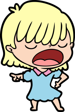 Çizgi filmdeki kadın bir insan tarafından yüksek sesle çizilmiş.