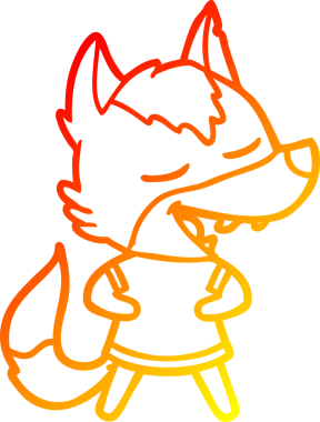 Bir insan tarafından çizilmiş gülen bir kurt çizgi çizimi.