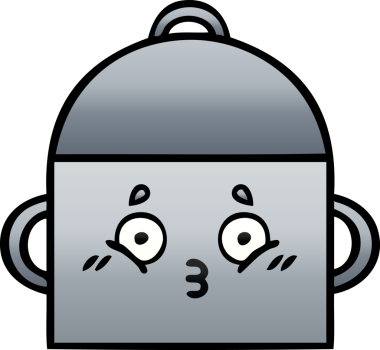 Bir insan tarafından çizilmiş tencerenin gölgeli karikatürü.