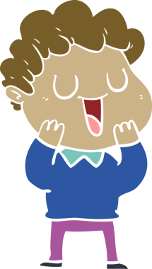 Bir insan tarafından çizilmiş düz renkli karikatür adam.