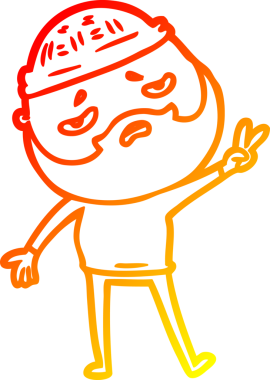 İnsan tarafından çizilmiş sakallı, endişeli bir çizgi film karakteri.