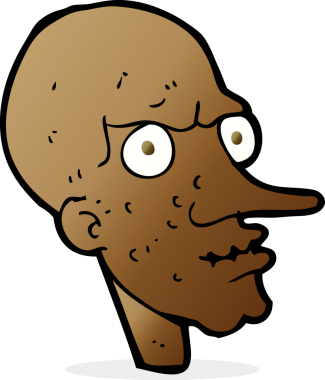 Bir insan tarafından çizilmiş kötü yaşlı adam çizgi filmi.