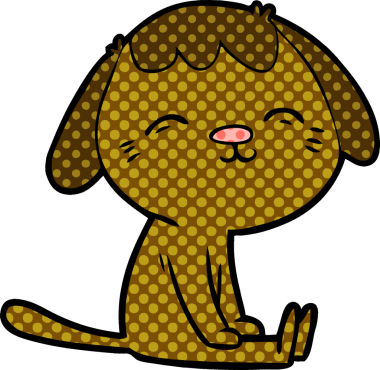 Bir insan tarafından çizilmiş mutlu çizgi film köpeği.