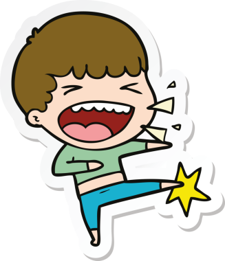 Bir insan tarafından çizilmiş bir karikatür çıkartması.