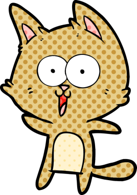 Bir insan tarafından çizilmiş komik çizgi film kedisi.