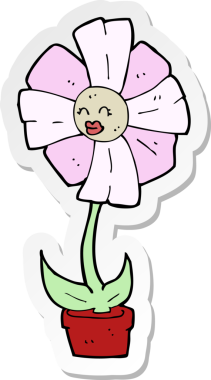 Bir insan tarafından çizilmiş karikatür çiçeğinin çıkartması.