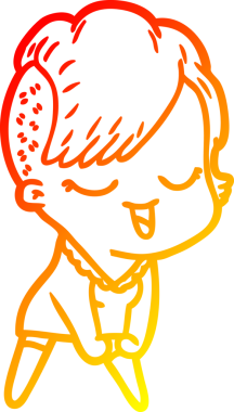 Bir insan tarafından çizilmiş mutlu bir çizgi film kızı çizimi